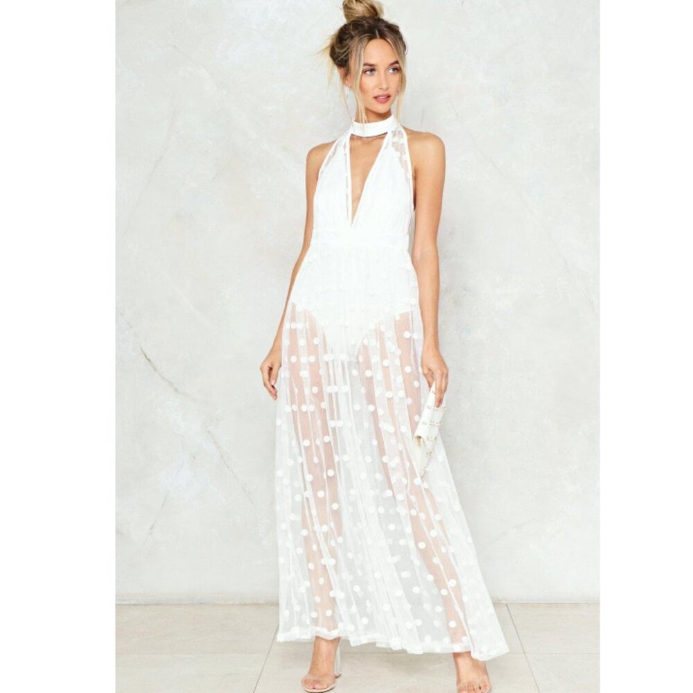 Nasty Gal - Dotted Line Mesh Dress (Size: M)